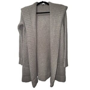 🧥 VINCE Cashmere Wool Blend Open Front Cardigan w/ Hood Taupe | Women's Sz M